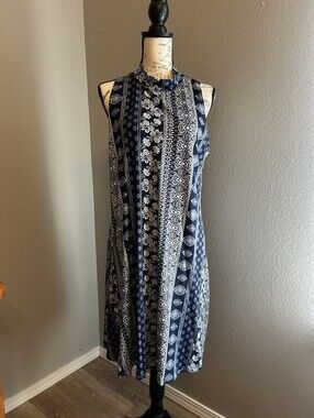 Vibe Sportswear 1X Super Soft Blue-Patterned Dress